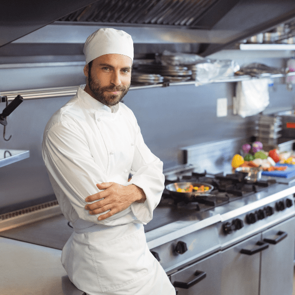 Chef in commercial gas kitchen